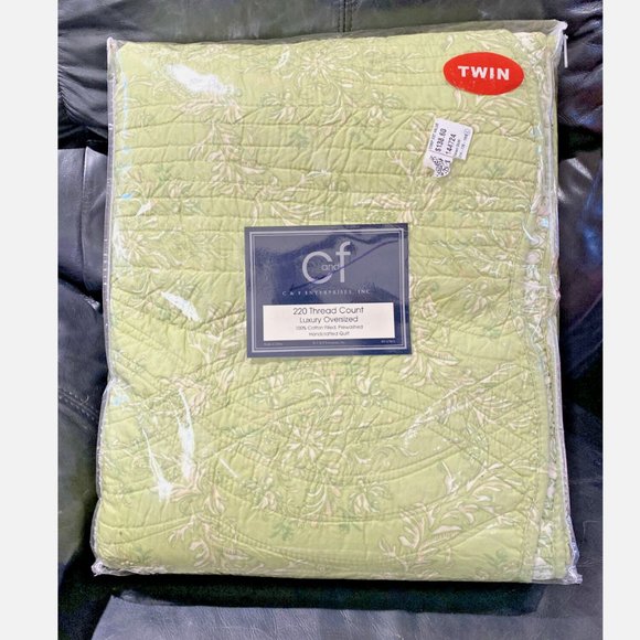 C&F Home Colonial Williamsburg Windsor Kiwi 100% Cotton Reversible TWIN Quilt - Picture 3 of 9